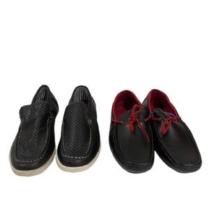 NWOB Men’s Black Loafers Slip On Shoes Set Of 2 Size 9 US NEW!